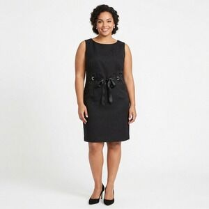 Jade‎ Womens Black Paisley Jacquard Sleeveless Sheath Dress Midi Cocktail LBD 16